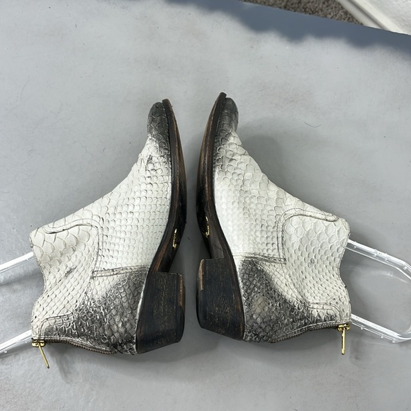 Zadig & Voltaire Teddy Flake White Leather Snake Print Zip Ankle Booties Boots - Picture 6 of 9